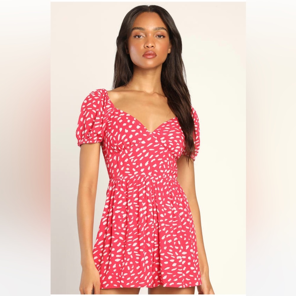 Lulu’s Hey Sunny Red Dotted Romper